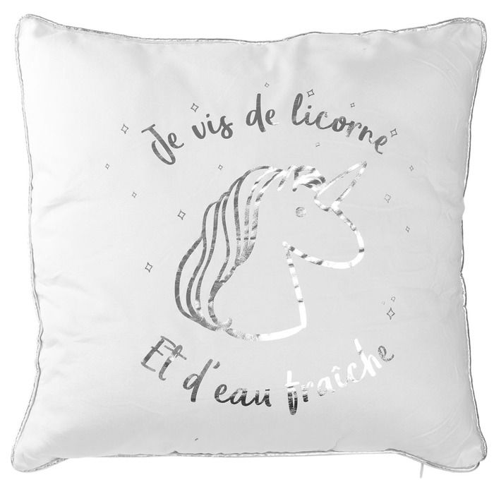 Coussin 40x40 cm LICORNE Argent Coussin 40x40 cm LICORNE Argent