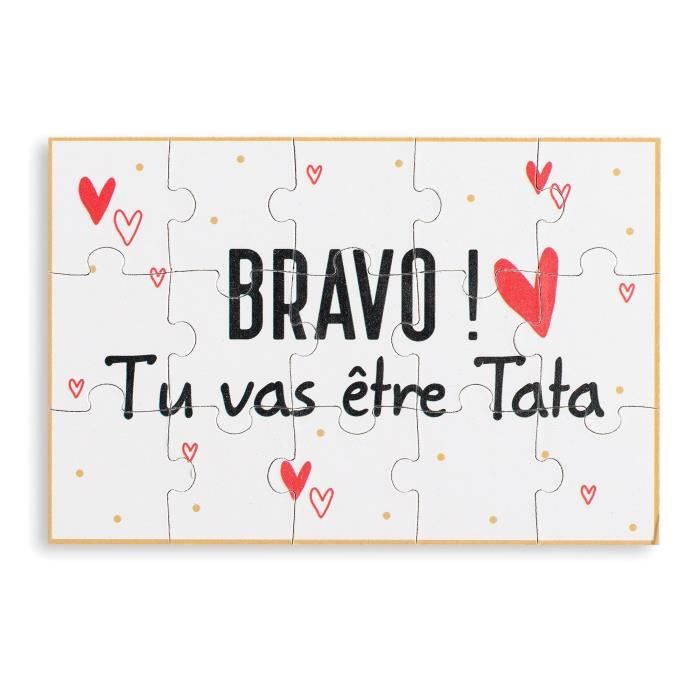 Puzzle Annonce Grossesse pour Tata - MAÏKA - Scène de vie - 15 pièces - Blanc
