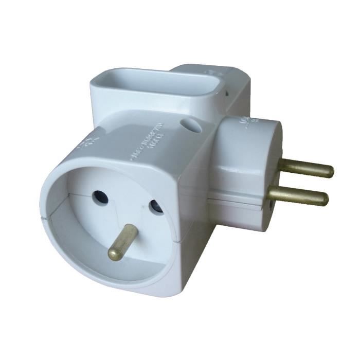 Zenitech Multiprise triplite 2P 6A + 2P+T 16A - Blanc