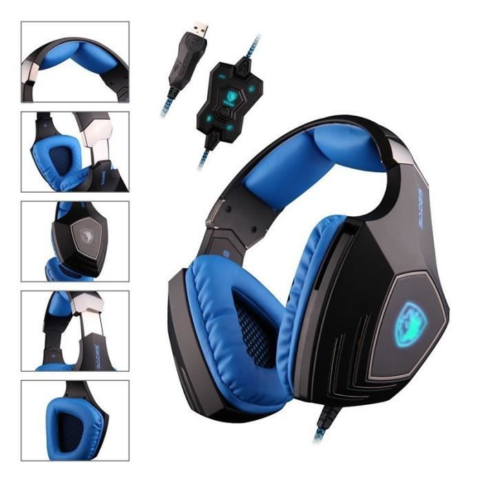 Escritor Competitivo antepasado SADES A60 Casque Gaming PC, Casque Gamer filaire PC, Micro Casque de Jeu,  Ecouteurs Son Stéréo - Cdiscount Informatique