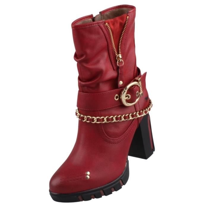 bottes mustang rouge