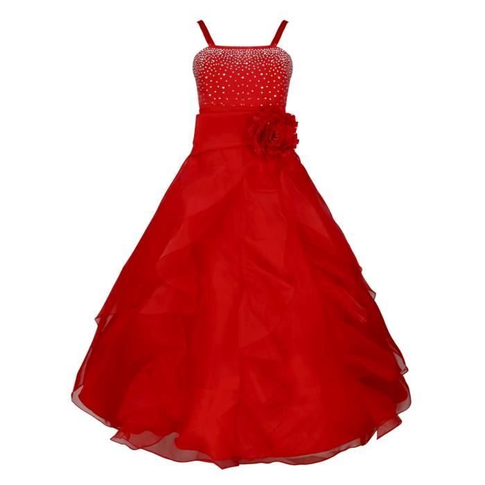 Iiniim Filles Robe De Ceremonie Longue Sans Manches Organza Tutu Plisse De Mariage Fete D Anniversaire Rouge Achat Vente Robe De Ceremonie Cdiscount