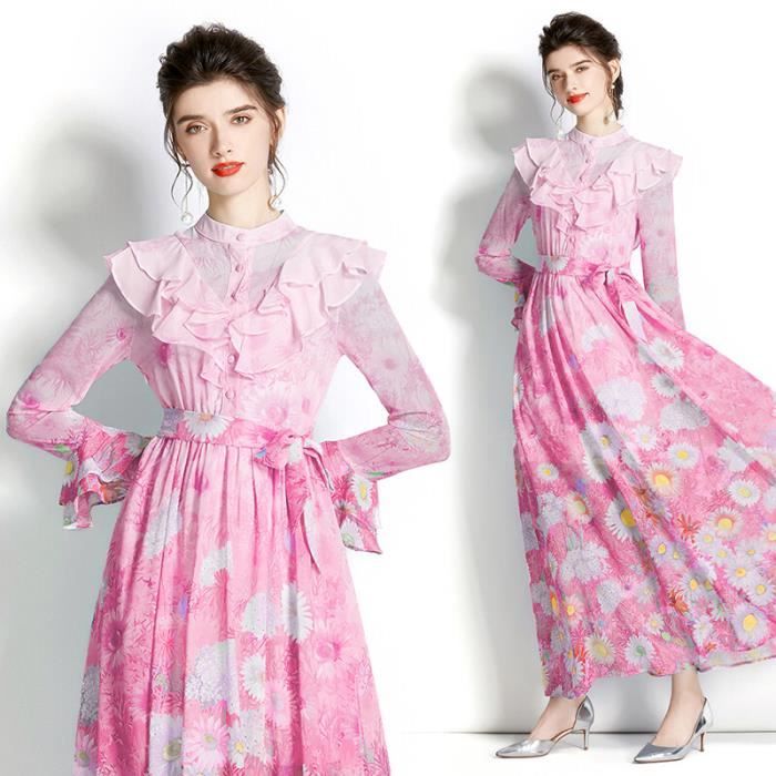 Robe décontractée à imprimé floral et col en V