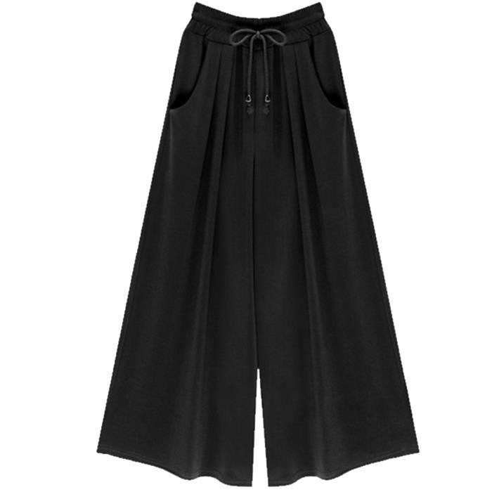 Femme Ete Casual Pantalons Jupe Culotte Pantalon De Jogging Taille Haute Pantacourt Large Noir1 XL Noir Cdiscount Pret a Porter