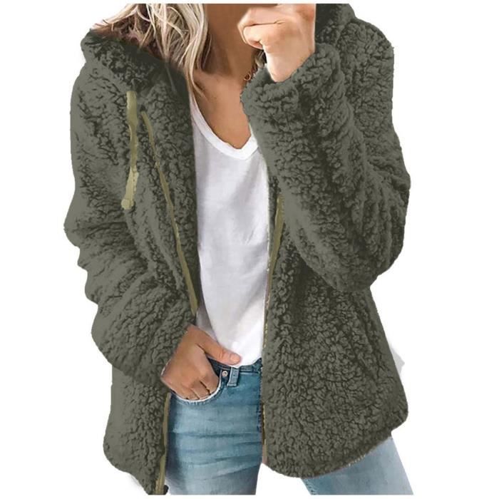 Manteau molletonné femme best sale