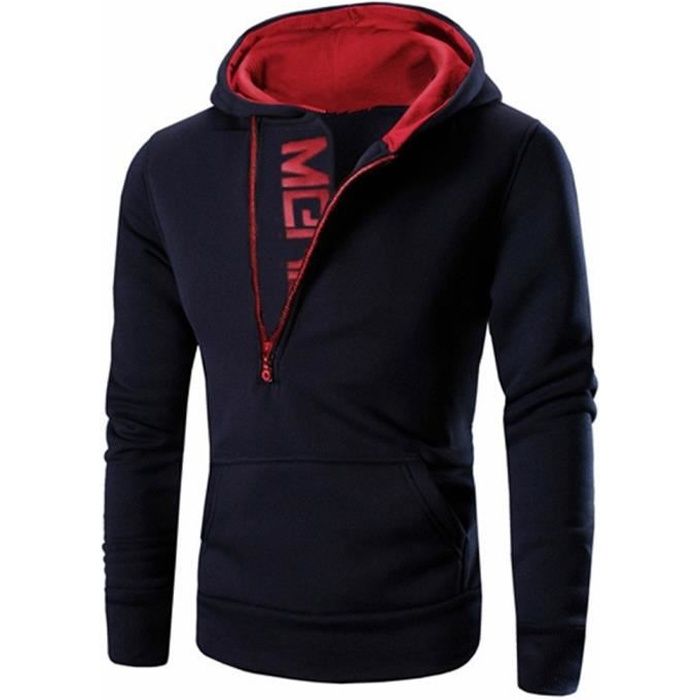 Sweat shirt Homme MOBIGARLAN Noir Capuche a cordon de serrage Poche kangourou Manches longues