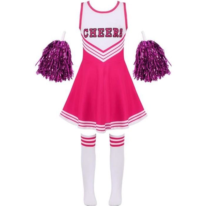 Iiniim Enfant Fille Robe Uniforme De Pom Pom Girl Costume High School Musical Danse Avec Pompons