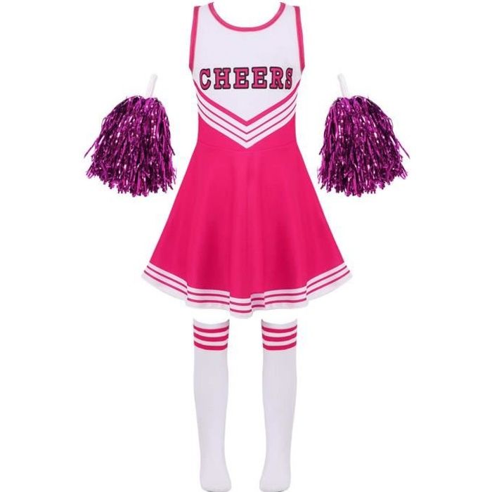 Costume Pom-pom Girl Zombie Enfant Fille - Robe, Pompons, Bas, Accessoires Pour Halloween, Carnaval - 8