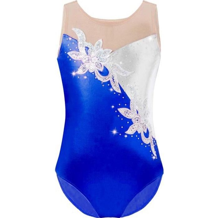 Justaucorps Fille Strass Sans Manches – Pour Gymnastique, Danse, Patinage – Taille 5-16 Ans – Matière Stretch