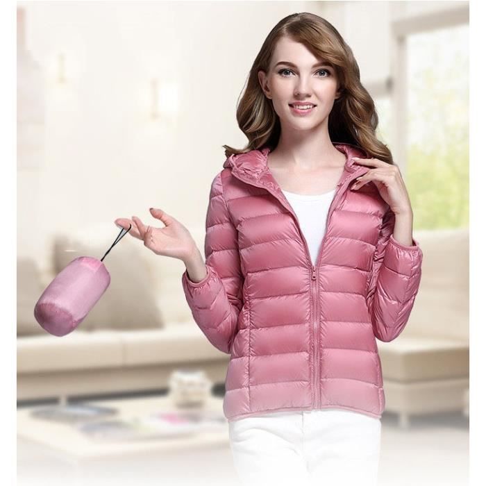 Doudoune Femme Impermeable a Capuche Rose Manches Longues Legere Rose Cdiscount Pret a Porter