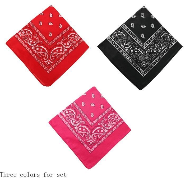 Lot De 23 Bandanas Unisexes 54x54 Cm - Coton, Motifs Paisley, Multicolores (rouge, Bleu, Rose, Noir, Jaune, Vert, Violet)