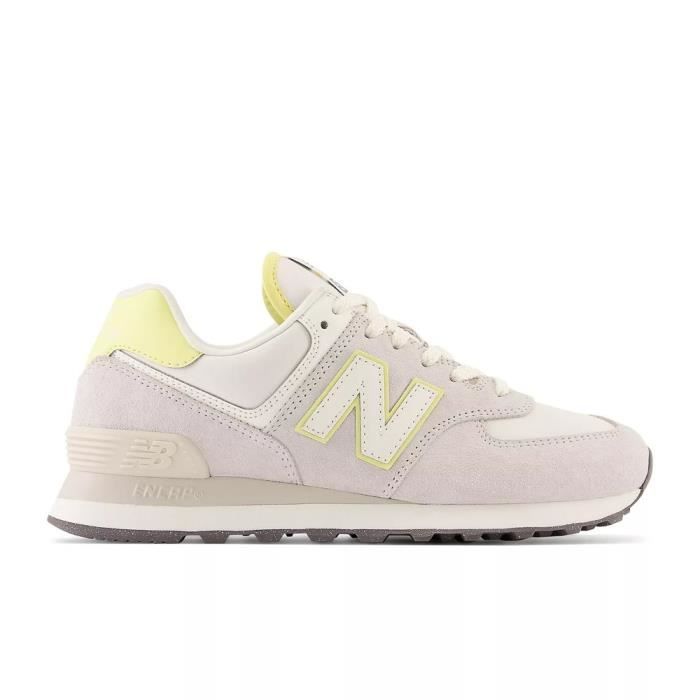 Chaussures New Balance 574 Creme Femme Adulte Beige Lacets Plat Textile