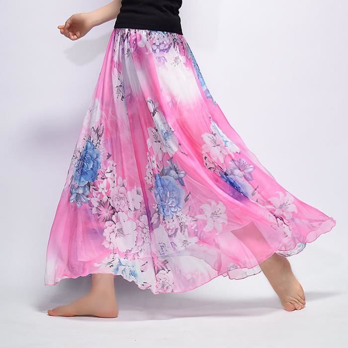 Jupe longue gris taille haute effet satinée