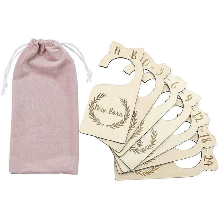 Séparateurs De Placard Bébé 8 Pièces - Organisateur Garde-robe Par Taille (0-3 Mois à 24+ Mois, Bois De Tilleul) - 5