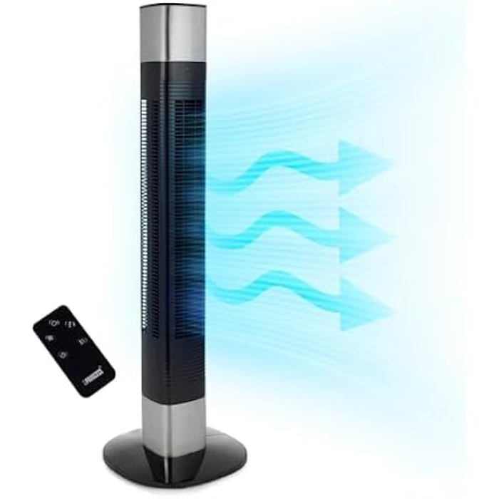 Ventilateur colonne silencieux Princess - Hauteur 103 cm - 3 modes & 3 vitesses - Oscillation - Connecté - Noir - Princess