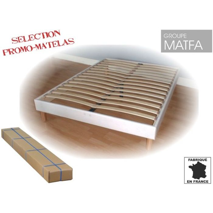 Sommier tapissier à lattes en kit - PROMO MATELAS - 120 x 190 - 14 lattes en multiplis - Blanc