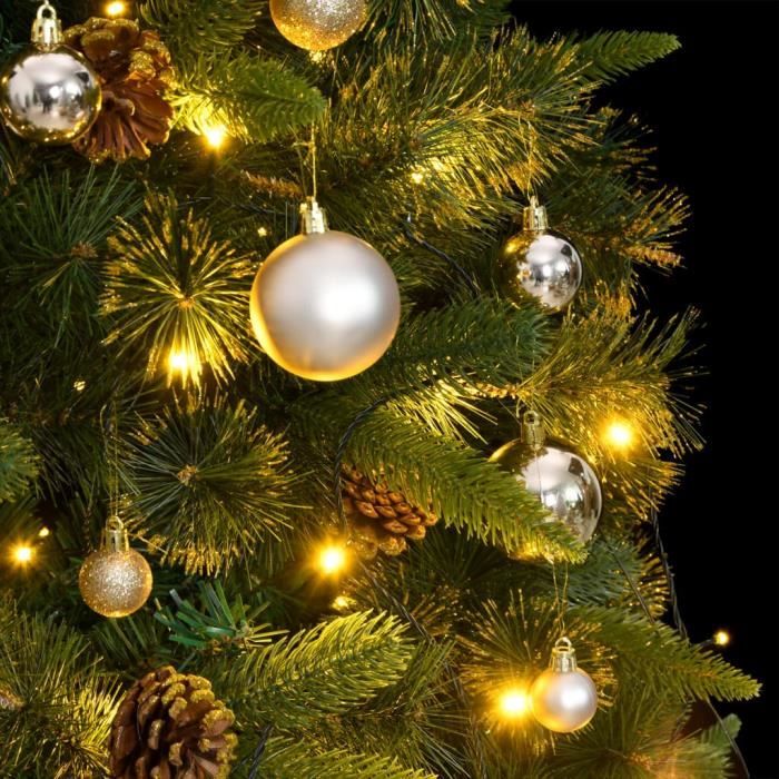 Sapin de Noël artificiel articulé 300 LED et boules 210 cm SALUTUYA
