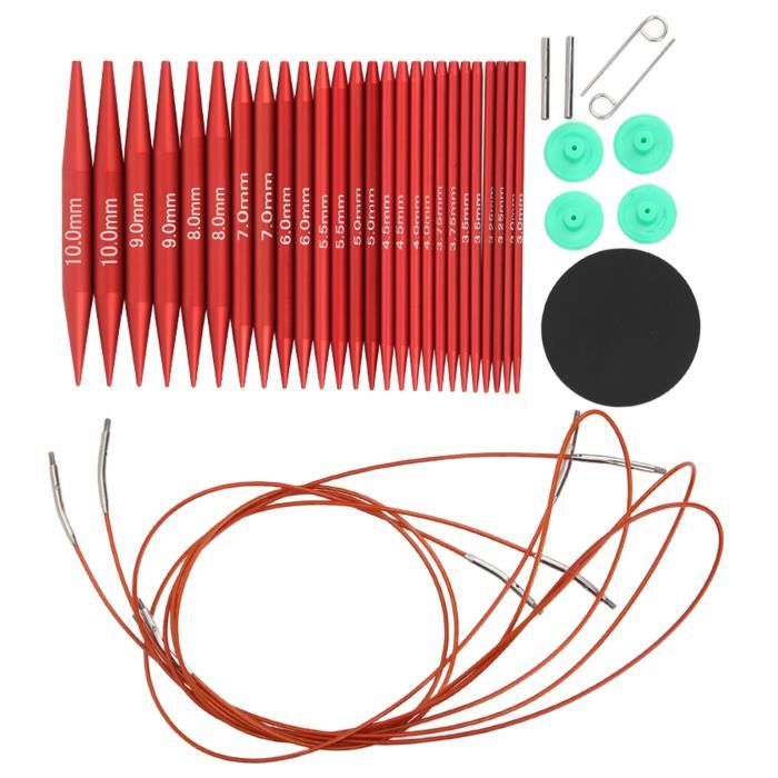 Kit D'aiguilles à Tricoter Circulaires Interchangeables En Bambou - 10 Tailles De 3mm à 6,5mm - Poignée Ergonomique, Sac De Rangement Inclus - 4