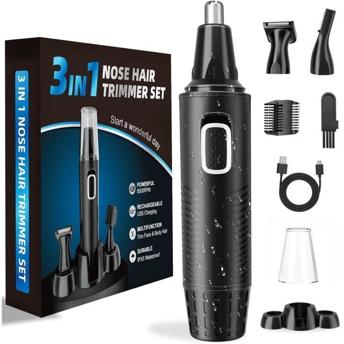 Tondeuse à Nez Et Oreilles Rechargeable USB - 2 Têtes - Lavable - Sans Marque