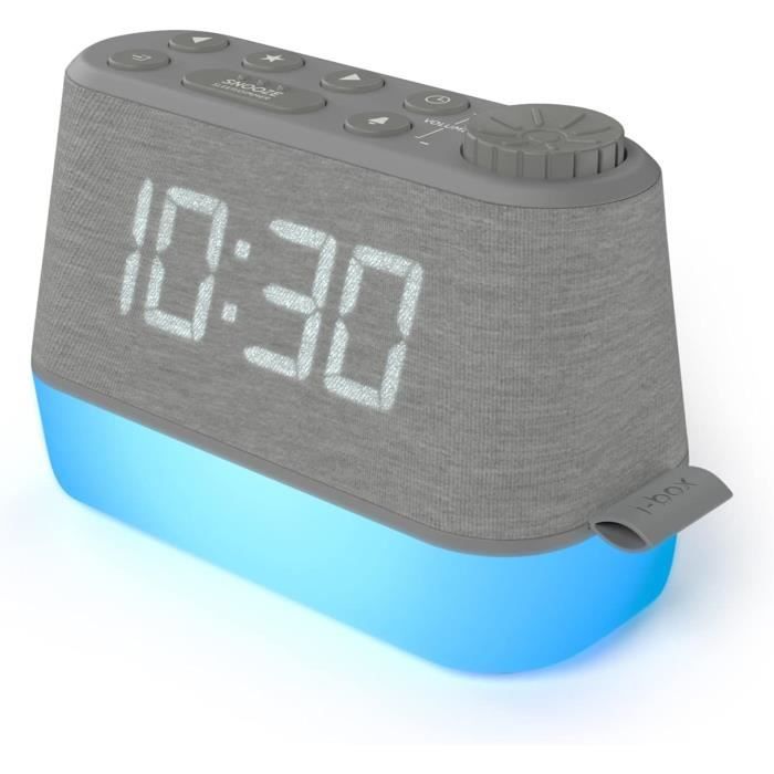 Lampe Réveil Enfant avec Veilleuse 5 Couleurs Luminosité Lumière Réglable Haut-parleurs Réveils Programmés Affichage Automatique Température pour Fête Anniversaire Noël