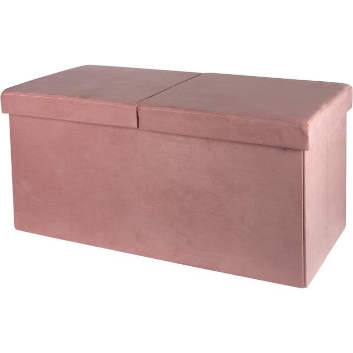 Pouf Velours Coffre De Rangement HNNHOME - Bleu Marine - 82x40x40 Cm - 300 Kg - Repose-Pieds / Banc Lit / Tabouret