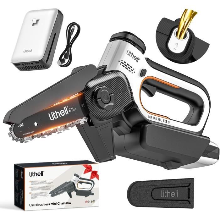 Tronçonneuse Électrique Sans Fil 12 Pouces - 2 Batteries Incluses | Lubrification Automatique | Pour Jardin Et Bricolage