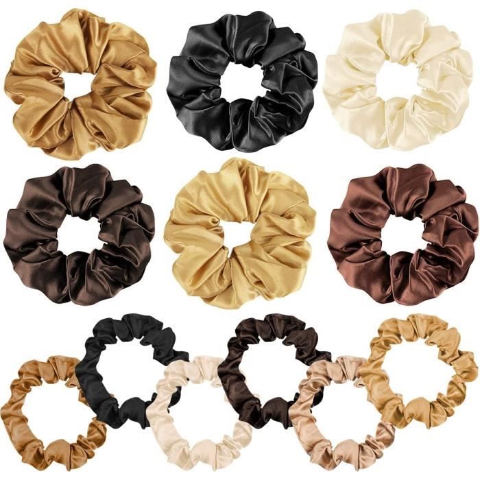 LINKWAY 12 Pièces Chouchous en Satin pour Cheveux, Ensemble de