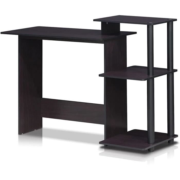 Bureau D'Ordinateur Furinno Simplistic - Design Moderne Noir/Gris Chêne - 80x90x45 Cm