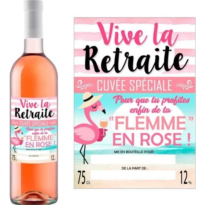 Stc Bouteille Humoristique De Vin Rosé à Offrir Retraite