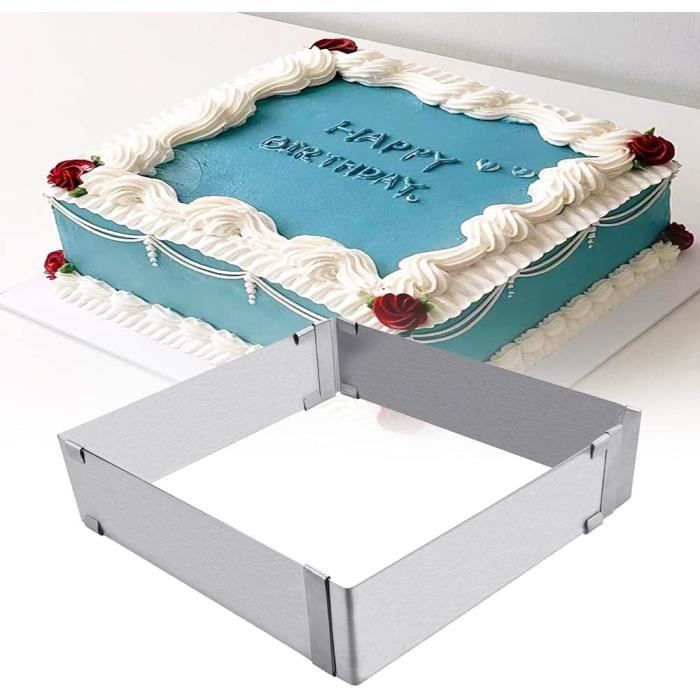 Cercles à Pâtisserie Réglables Yuragim - 2 Pièces Acier Inox (rond Ø16-30cm + Rectangle) Pour Gâteaux