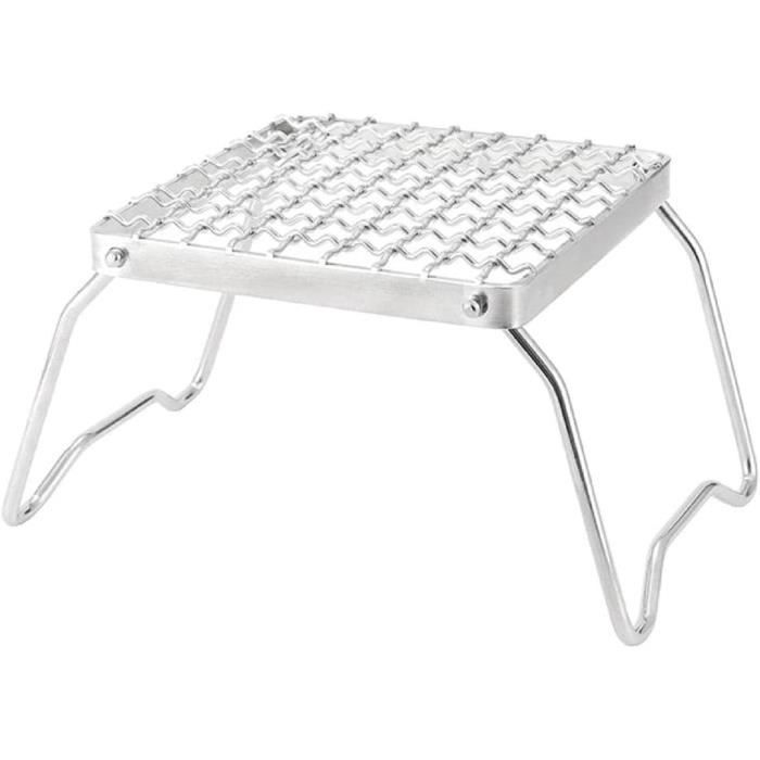 Abody Fournaise Portable en Acier Inoxydable Réglable Puissance de Feu Légère Coupe-Vent pour Camping Barbecue Fondue Chinoise Cuisine Extérieure Argentée