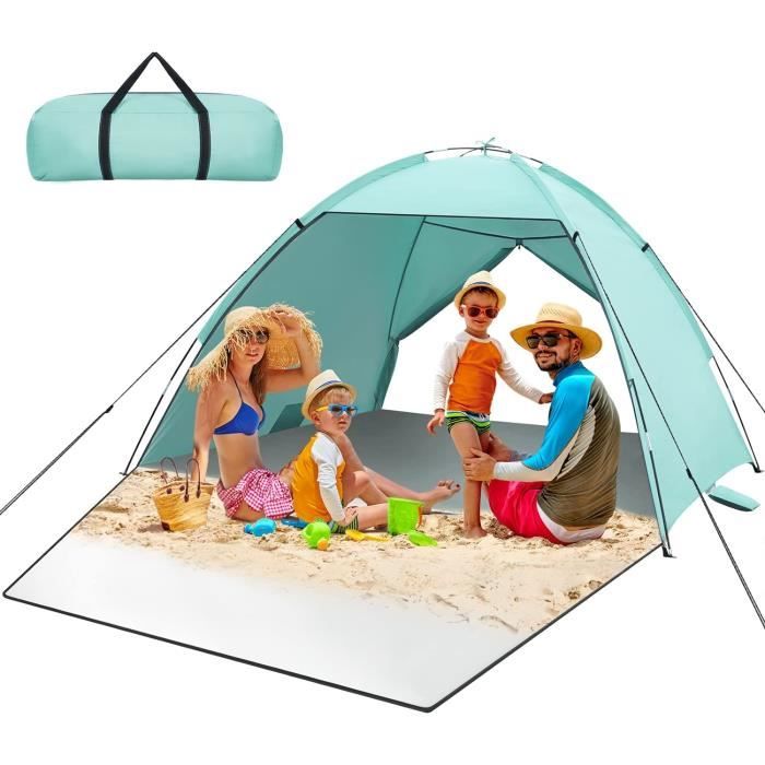 Tente De Plage Portable Pour 2-3 Personnes, Anti-UV UPF 50+, Bleue - Neuf - Parfaite Pour Camping