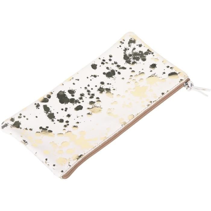 Pochette Portefeuille Vintage St Thomas - Cuir Beige à Pointes Argentées - USA