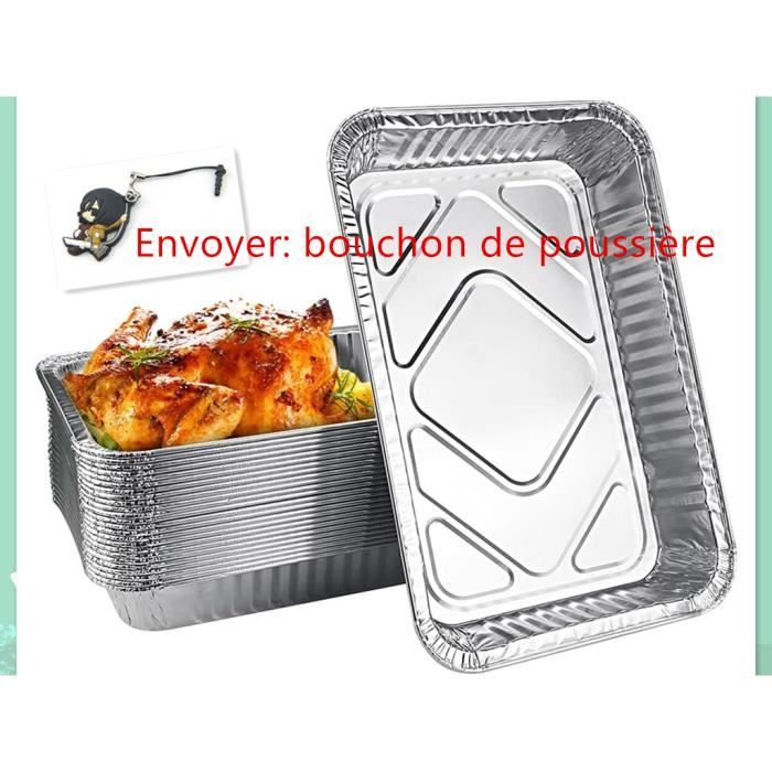 25 PCS Grande Barquette aluminium carré Accessoire de Barbecue Barquettes en Feuille d'Aluminium Plateau Aluminium Barbecue Bacs à