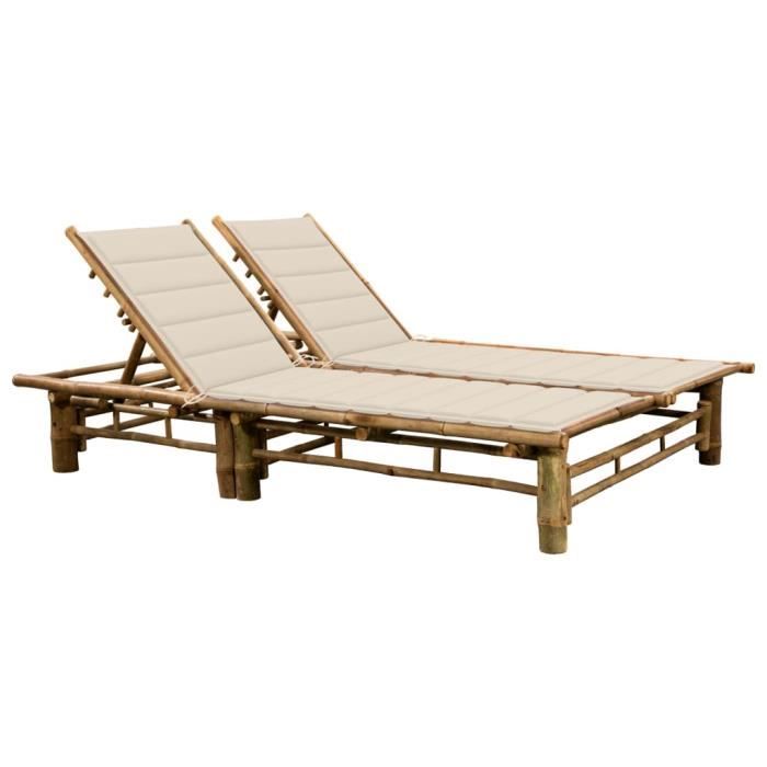 vidaXL Chaise Longue Double Bambou - vue 4