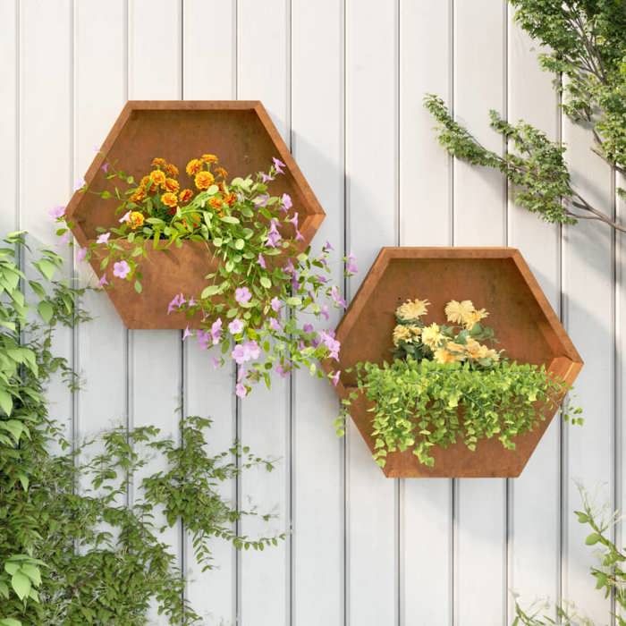 vidaXL Jardinières murales 2 pcs Rouillé Acier corten 46x10x40 cm 823685