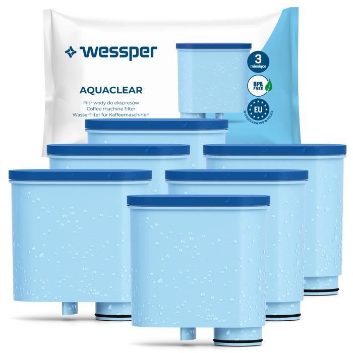Lot de 6 cartouches filtrantes Wessper AquaLunga pour machines à café  DeLonghi + détartrant Wessper CleanMax - Cdiscount Electroménager