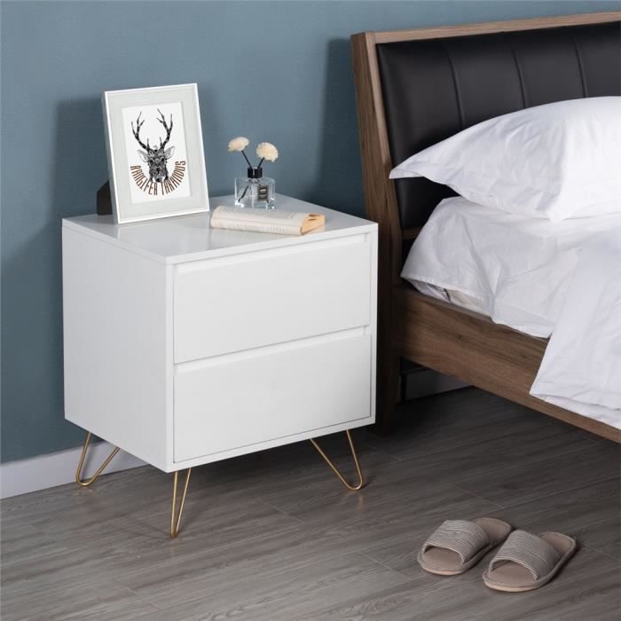 Table de Chevet Scandinave Table de Nuit Moderne avec Tiroir 48 x 41 x