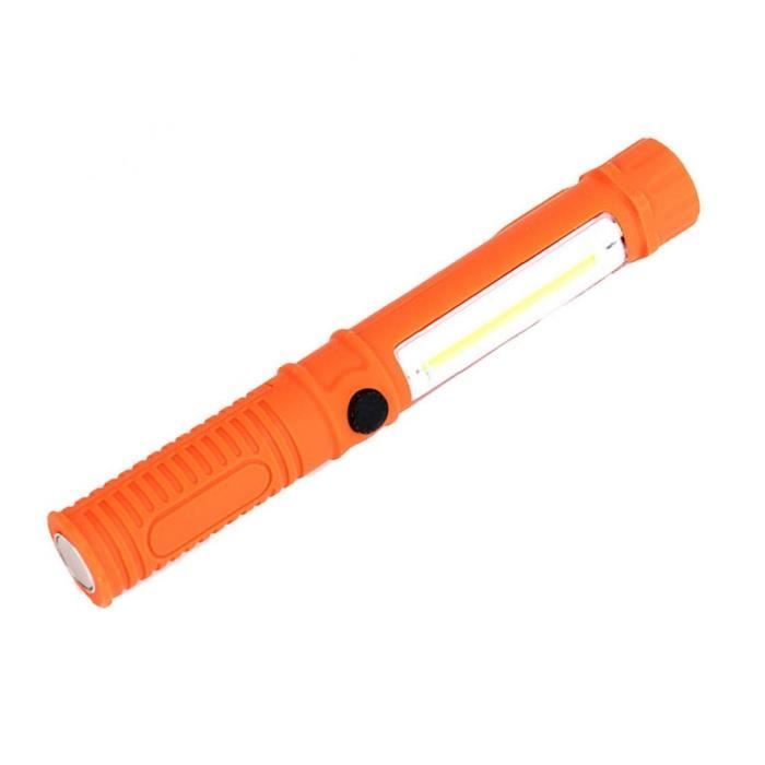 lampe de poche led mini portable flambeau d'inspection de travail cob multifonction base magnétique orange