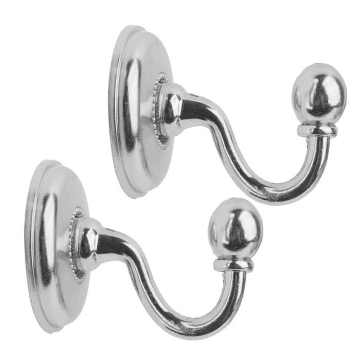 KIMISS Lot De 2 Crochets à Rideaux En Cristal & 2 Embrasses – Doré (Finition Argentée)