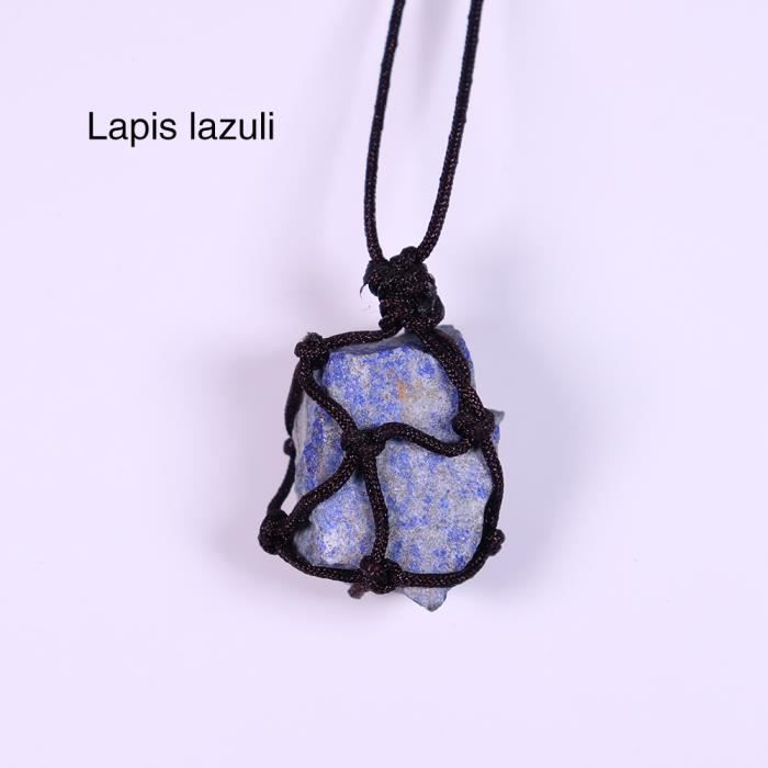 Collier Pendentif Perle Lapis Lazuli - Pierre De Guérison Reiki - Amulette Cadeau