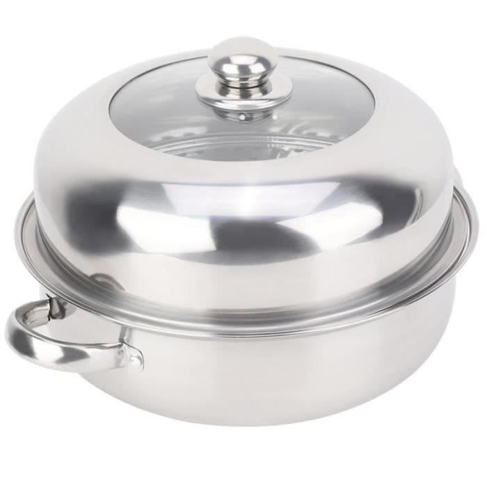 Casserole Induction Multicouche Acier Inoxydable 304 Avec Panier Vapeur - Marmite Soupe Légumes Pâtes 30 Cm