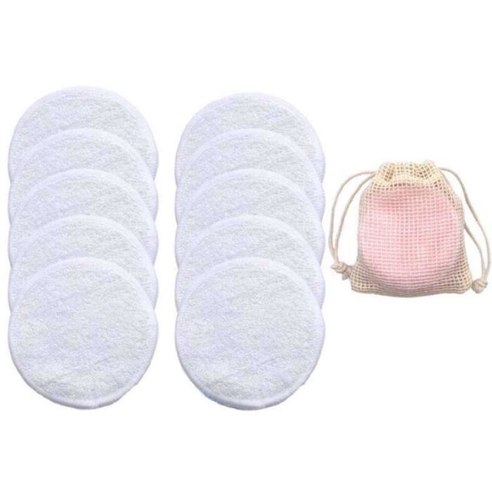 Tampons Démaquillants Bambou Réutilisables - Lot De 10 - Doux Et Écolos