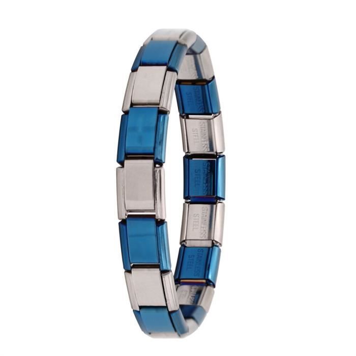Bracelet Plastique Ton Bleu 13,5 Mm – Boucle Acier Inoxydable Argentée – Neuf
