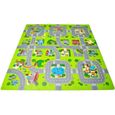 Tapis Puzzle Circuit de Trafic - Jeux de Rue - 9 pièces 30x30cm - Vert - Pour Enfant de 3 ans et plus-1