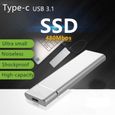 Disque Dur Externe SSD Portable 8TB 8To Type-C Métallique Argent 11*3.2*1cm Mini Taille avec Pochette Sac de Stockage en Tissu-1
