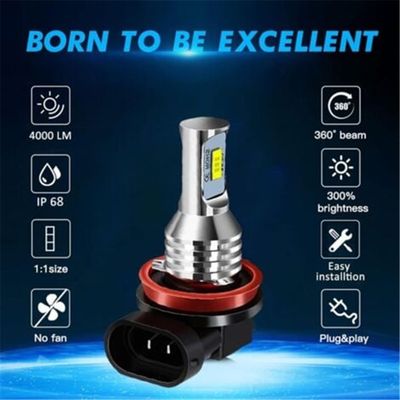 Kit LED Antibrouillard H11 BEVINSEE Blanc 6000K – Pour Honda Jazz MK3 (2008-2014) – 3000LM, étanche, 3 Ans Garantie