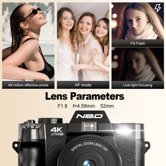 Caméra Vidéo Zoom 16X – Appareil Photo 16MP, écran Rotatif 2,4 Pouces, Idéal Pour Films Famille Ou Voyages