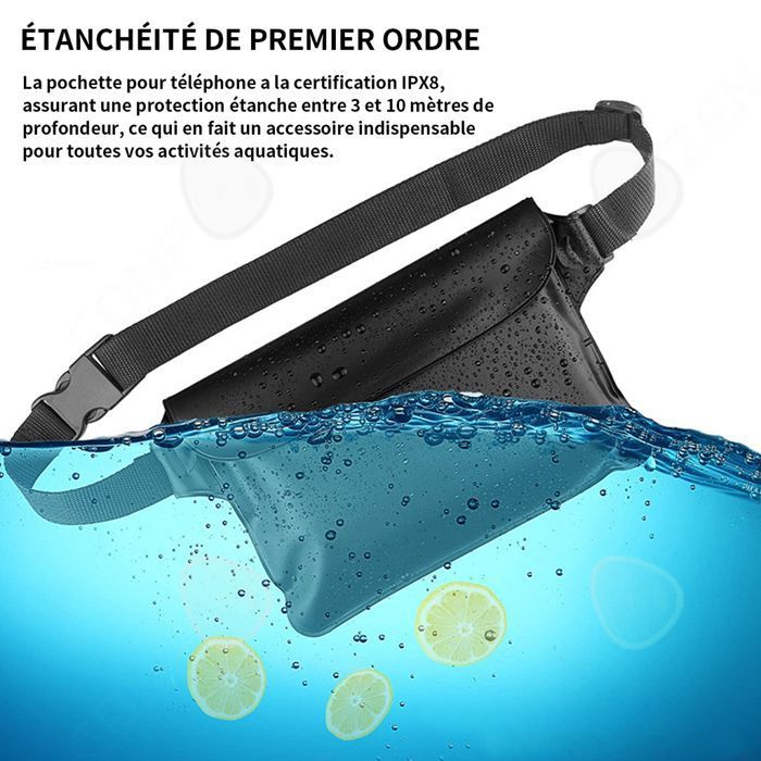Gemola – Bouée Gonflable étanche Avec Ceinture Réglable, Housse Téléphone étanche, 20L, Jaune, 3 Fonctions