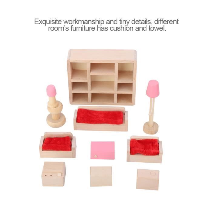 Set Meubles Bois Maison De Poupée – 34 Pièces, 175 Éléments, DIY 3D, Miniature, Dès 3 Ans